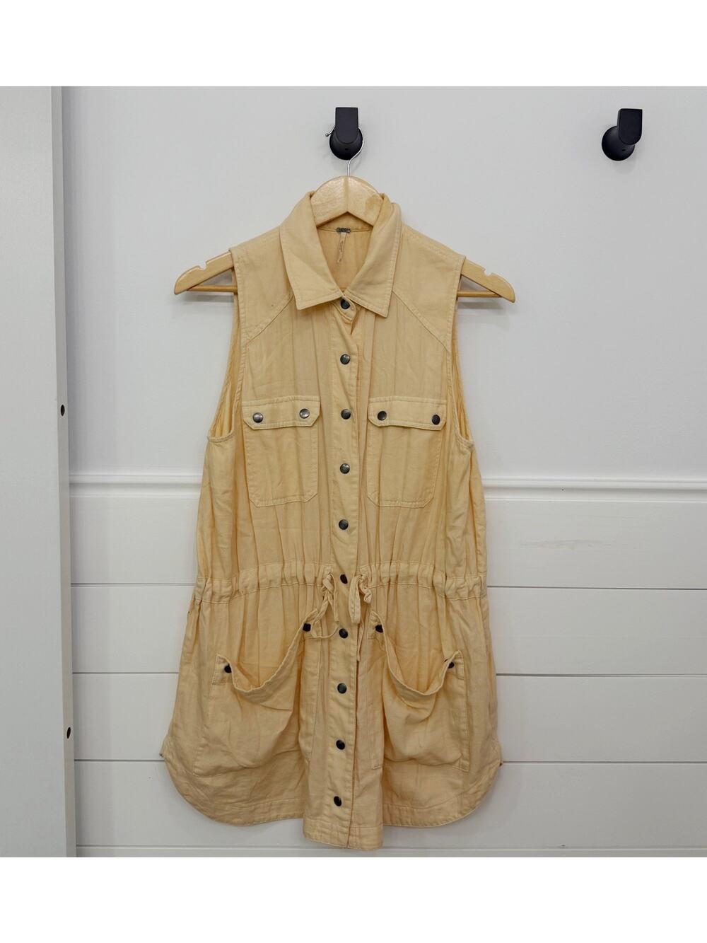 Women’s Free People Too Far Utility Button Down Tunic Top Size Small S